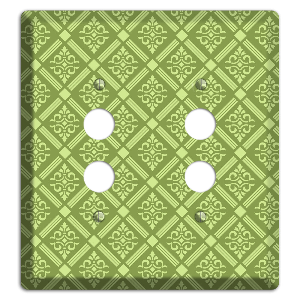 Green Damask diamonds 2 Pushbutton Wallplate