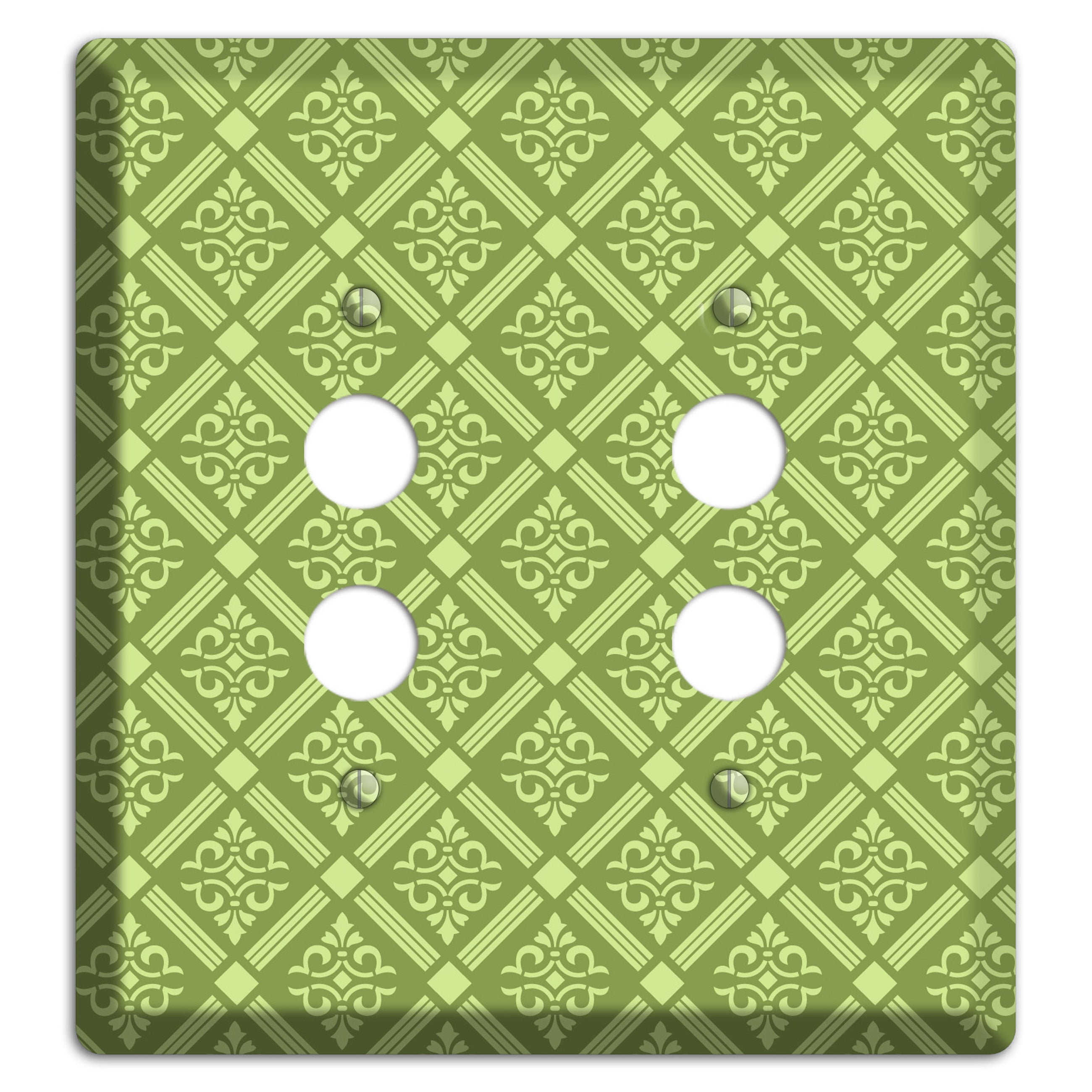 Green Damask diamonds 2 Pushbutton Wallplate