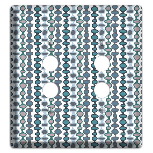 Grey and Multi Blue Bead and Reel 2 Pushbutton Wallplate