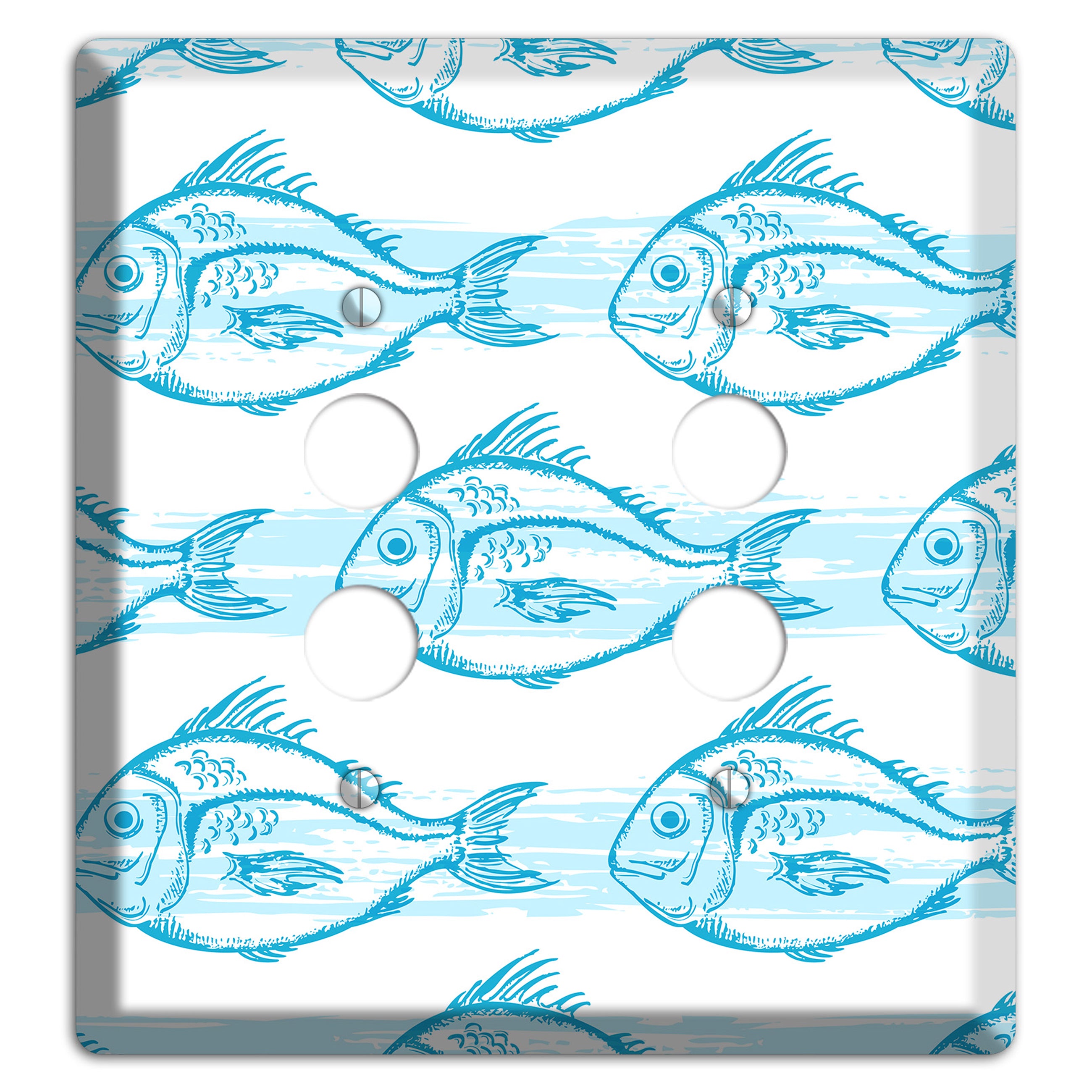 Blue Fish 2 Pushbutton Wallplate