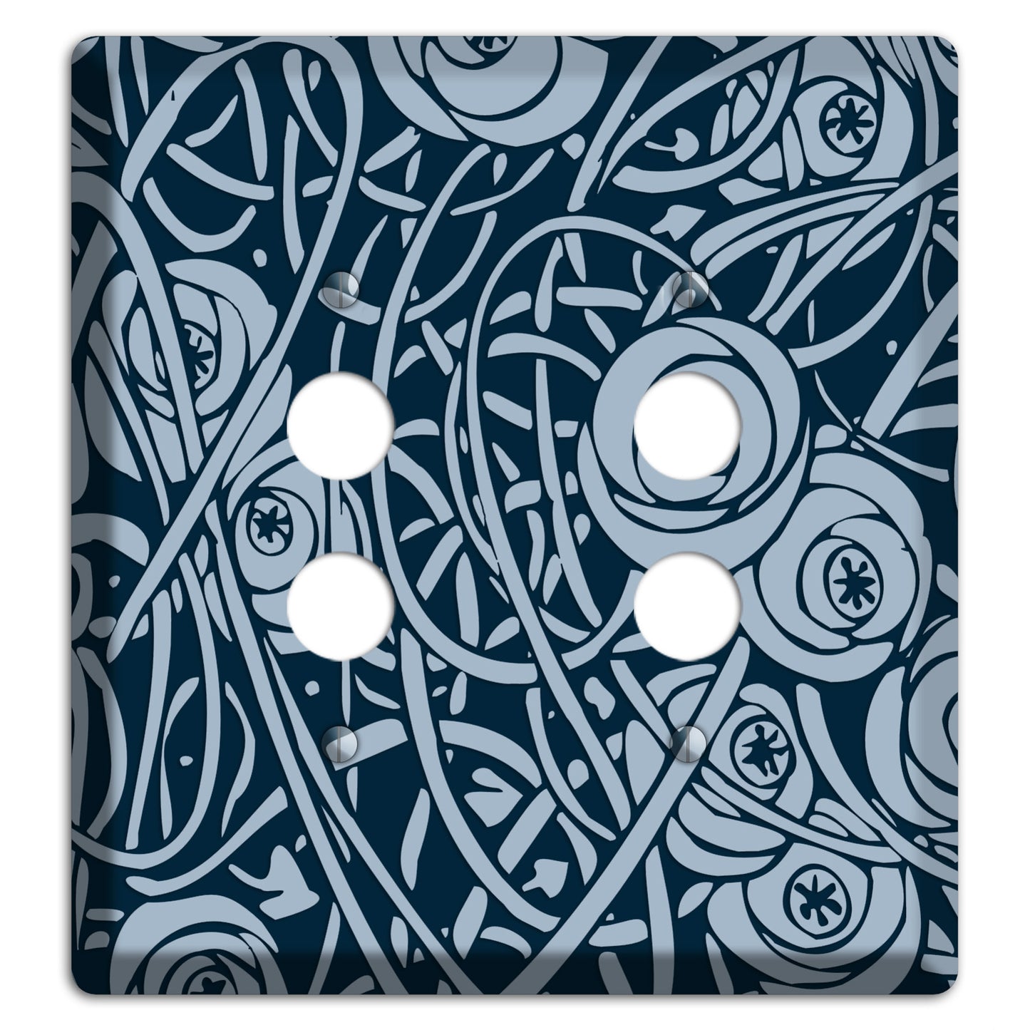 Navy Abstract Floral 2 Pushbutton Wallplate