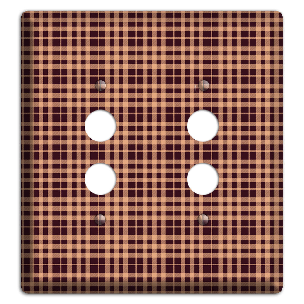 Beige and Black Plaid 2 Pushbutton Wallplate