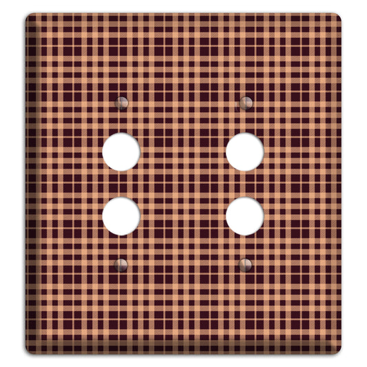 Beige and Black Plaid 2 Pushbutton Wallplate