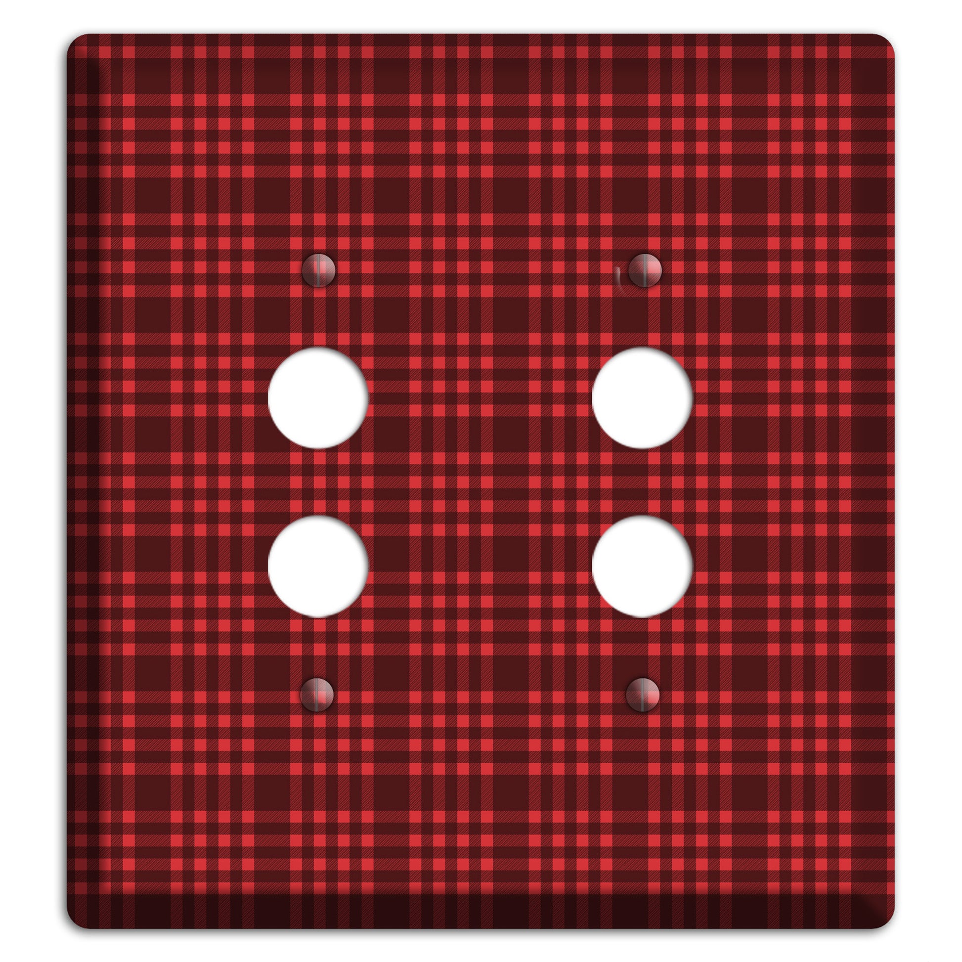 Maroon Plaid 2 Pushbutton Wallplate