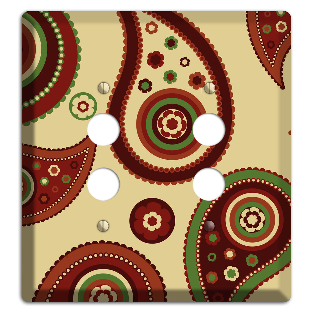 Beige Paisley 2 Pushbutton Wallplate