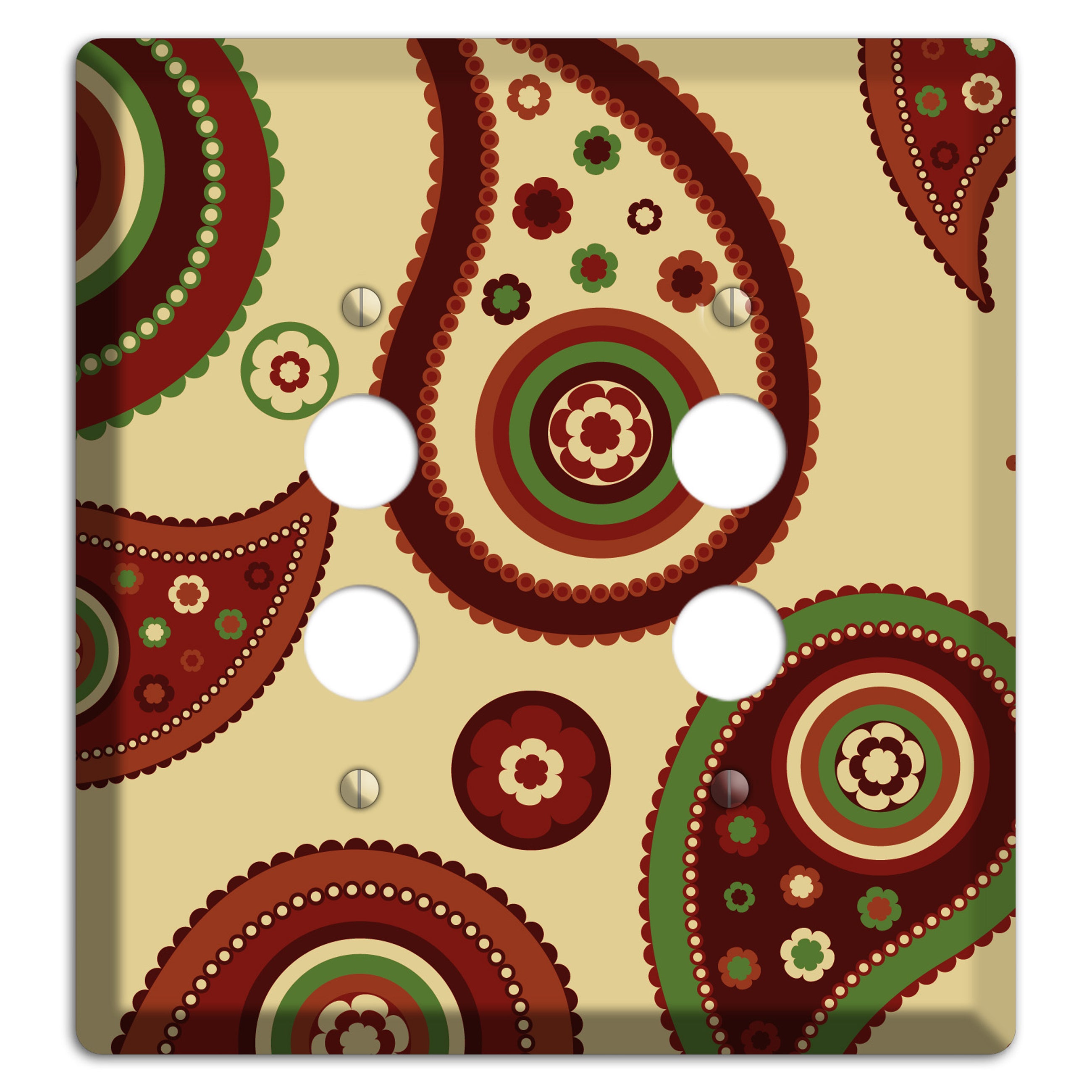 Beige Paisley 2 Pushbutton Wallplate