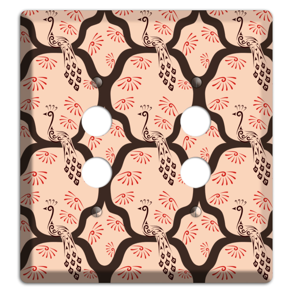 Light Quatrefoil Peacock 2 Pushbutton Wallplate