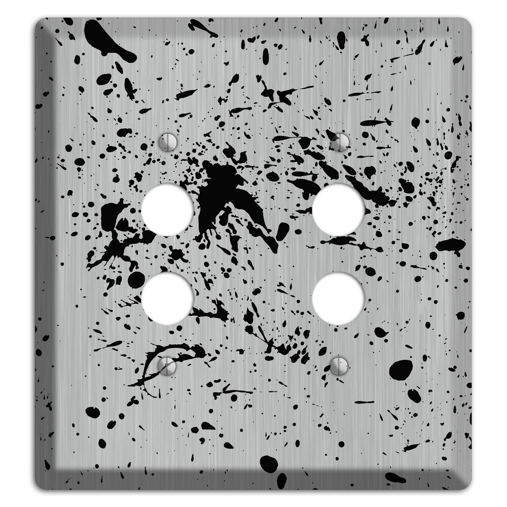 Ink Splash 4 Stainless Steel 2 Pushbutton Wallplate
