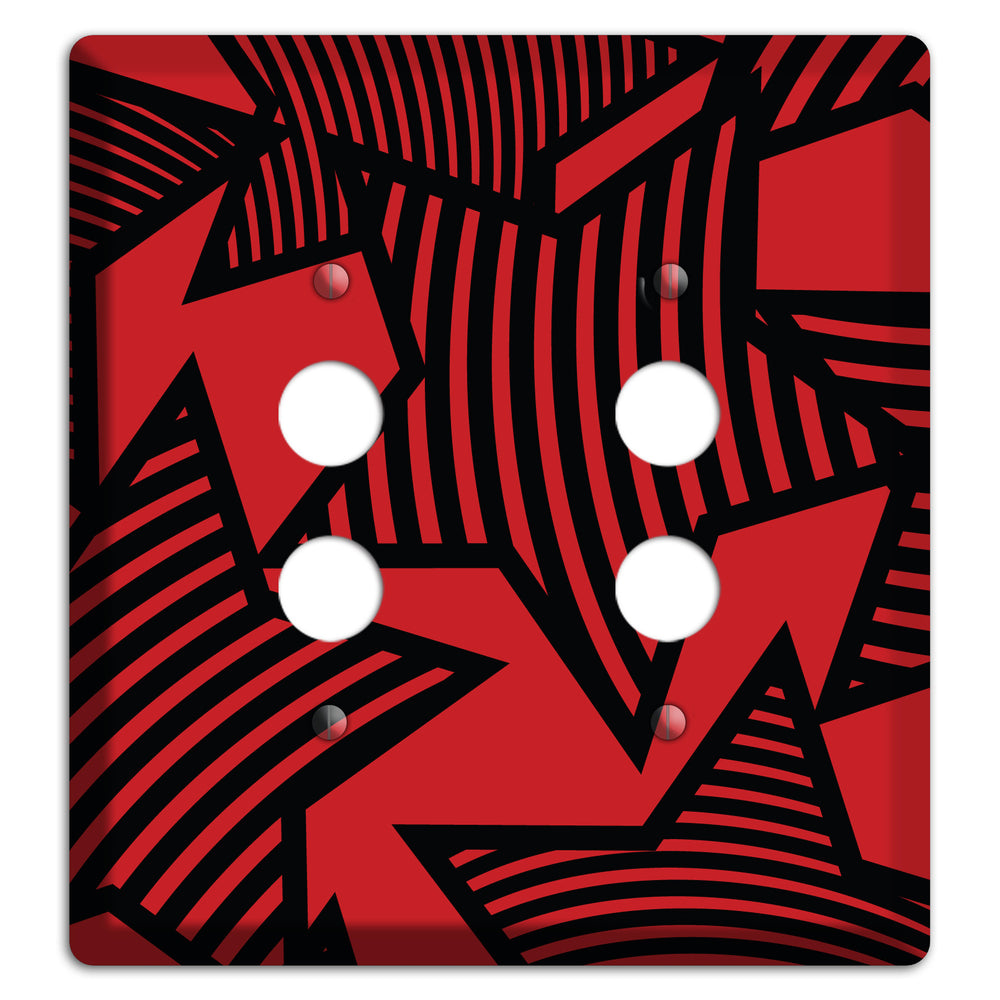Red with Large Black Stars 2 Pushbutton Wallplate