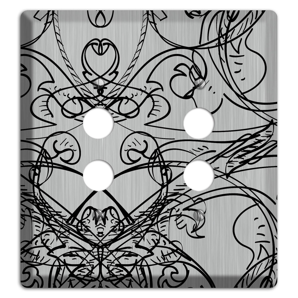 Black Deco Sketch Stainless Steel 2 Pushbutton Wallplate
