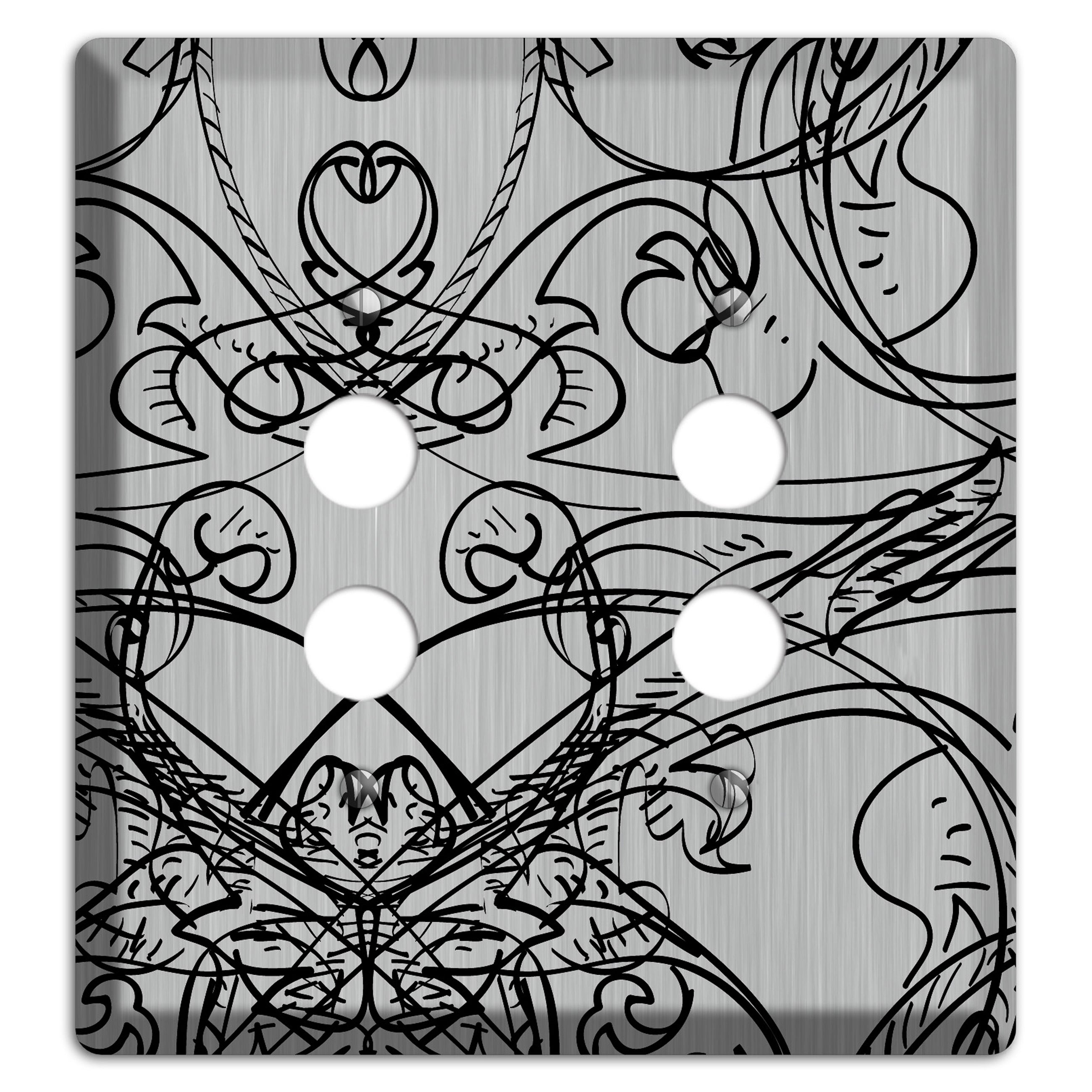 Black Deco Sketch  Stainless 2 Pushbutton Wallplate