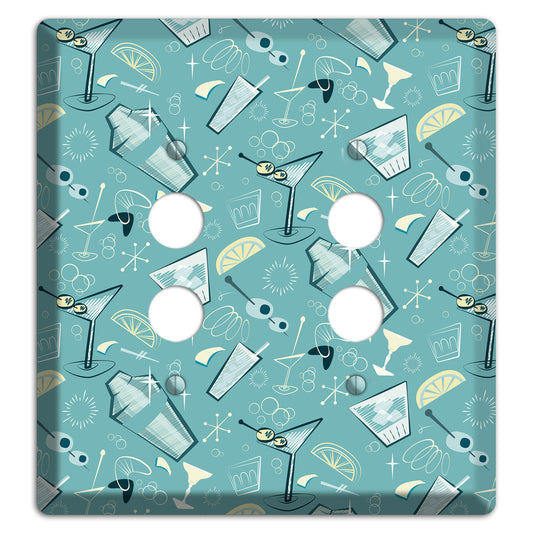 Retro Cocktails Teal 2 Pushbutton Wallplate