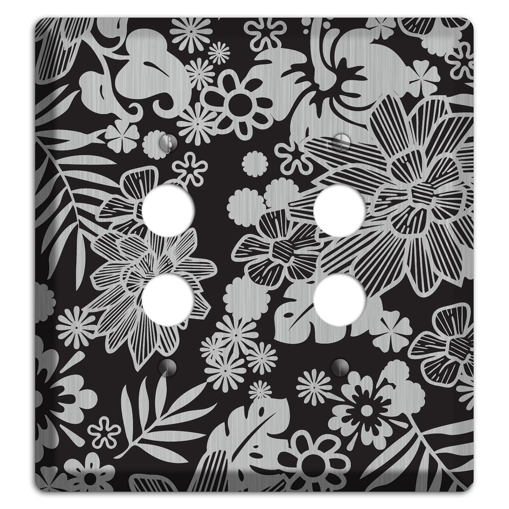 Black with Stainless Steel Tropical 2 Pushbutton Wallplate
