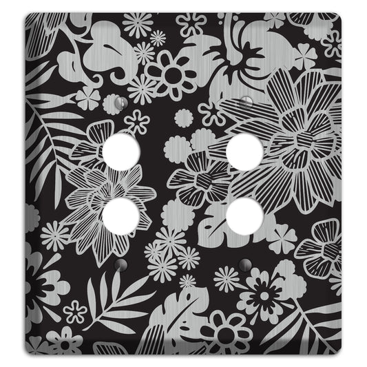 Black with Stainless Tropical 2 Pushbutton Wallplate