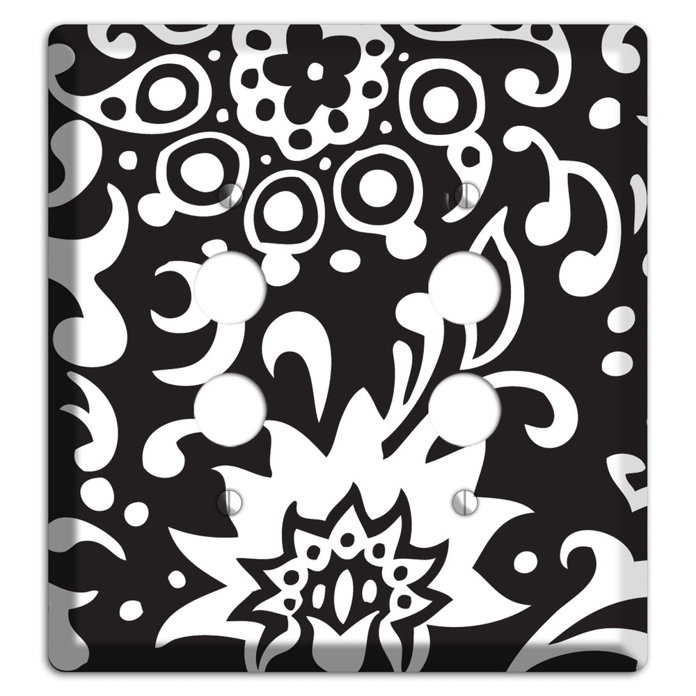 Black with White Boteh 2 Pushbutton Wallplate