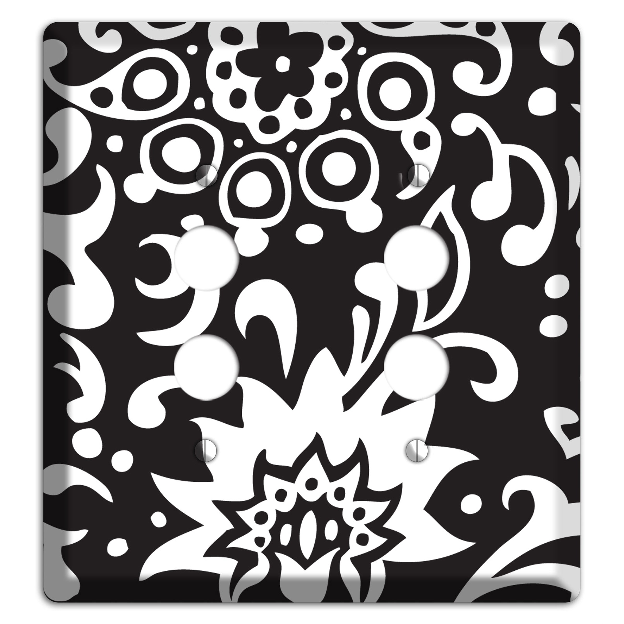 Black with White Boteh 2 Pushbutton Wallplate
