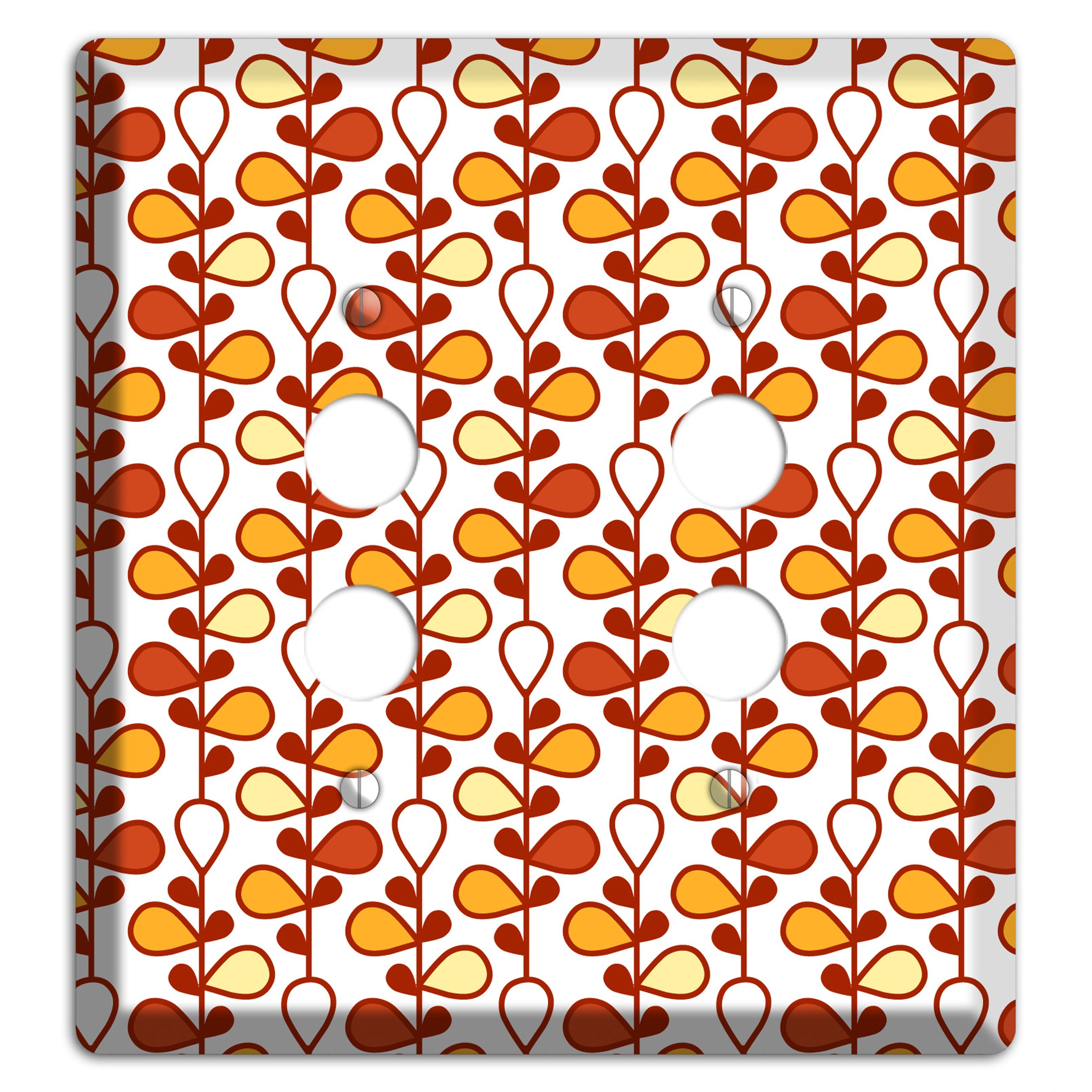 White with Red and Orange Drop and Vine 2 Pushbutton Wallplate