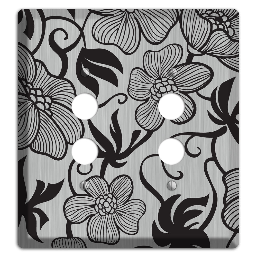 Stainless Steel with Black Tropical 2 Pushbutton Wallplate