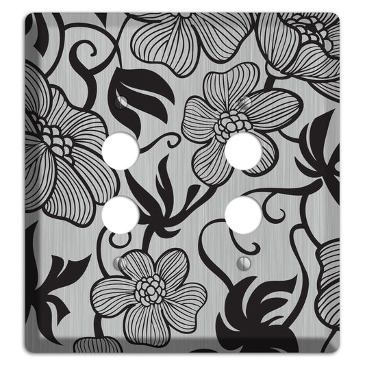 Stainless with Black Tropical 2 Pushbutton Wallplate