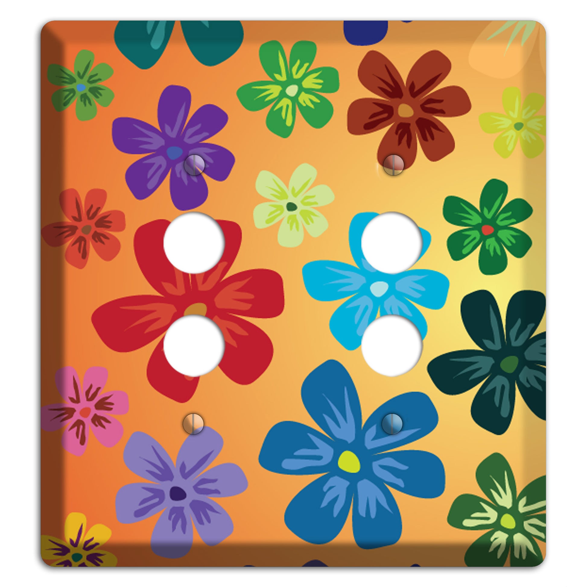 Brown Flowers 2 Pushbutton Wallplate