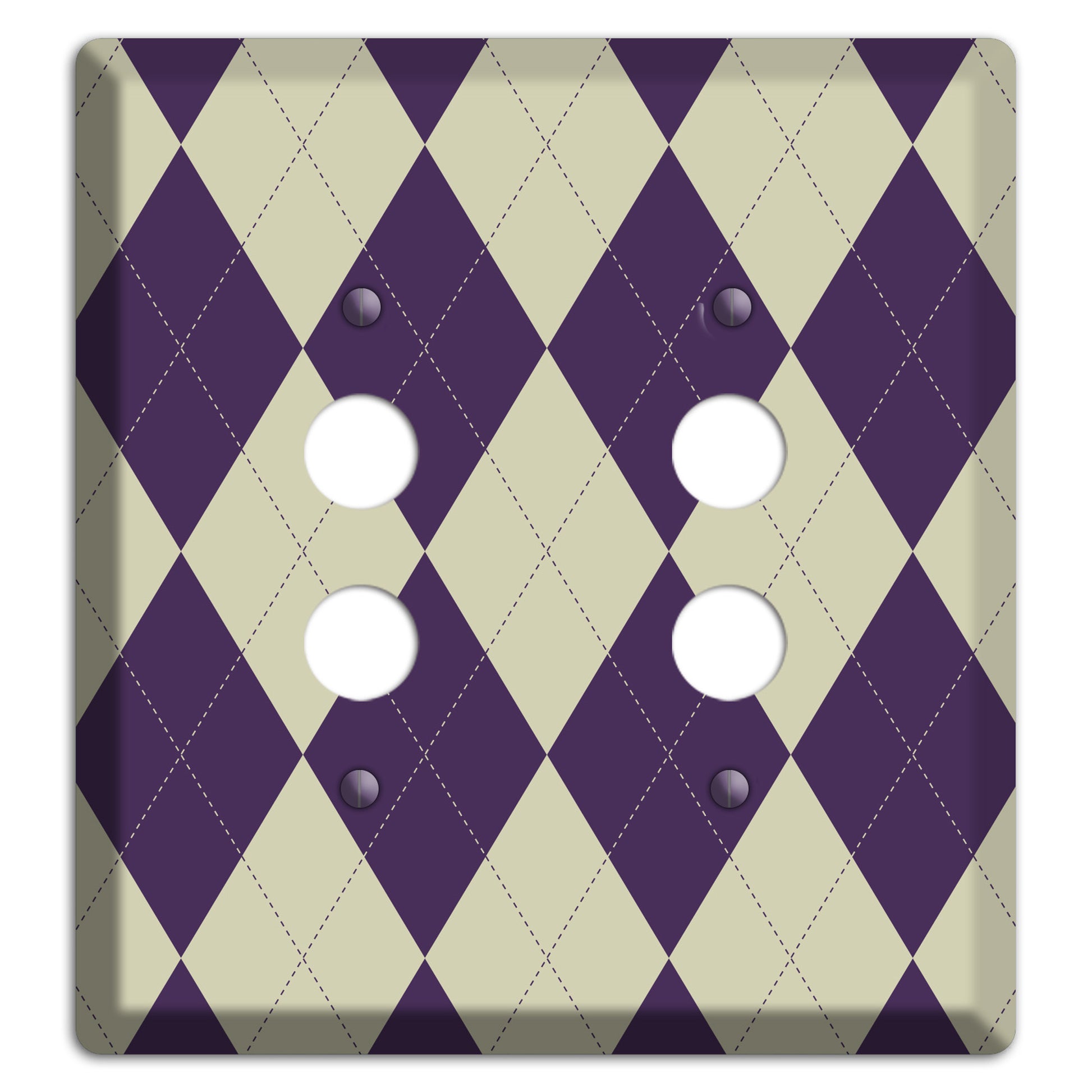Purple and Tan Argyle 2 Pushbutton Wallplate