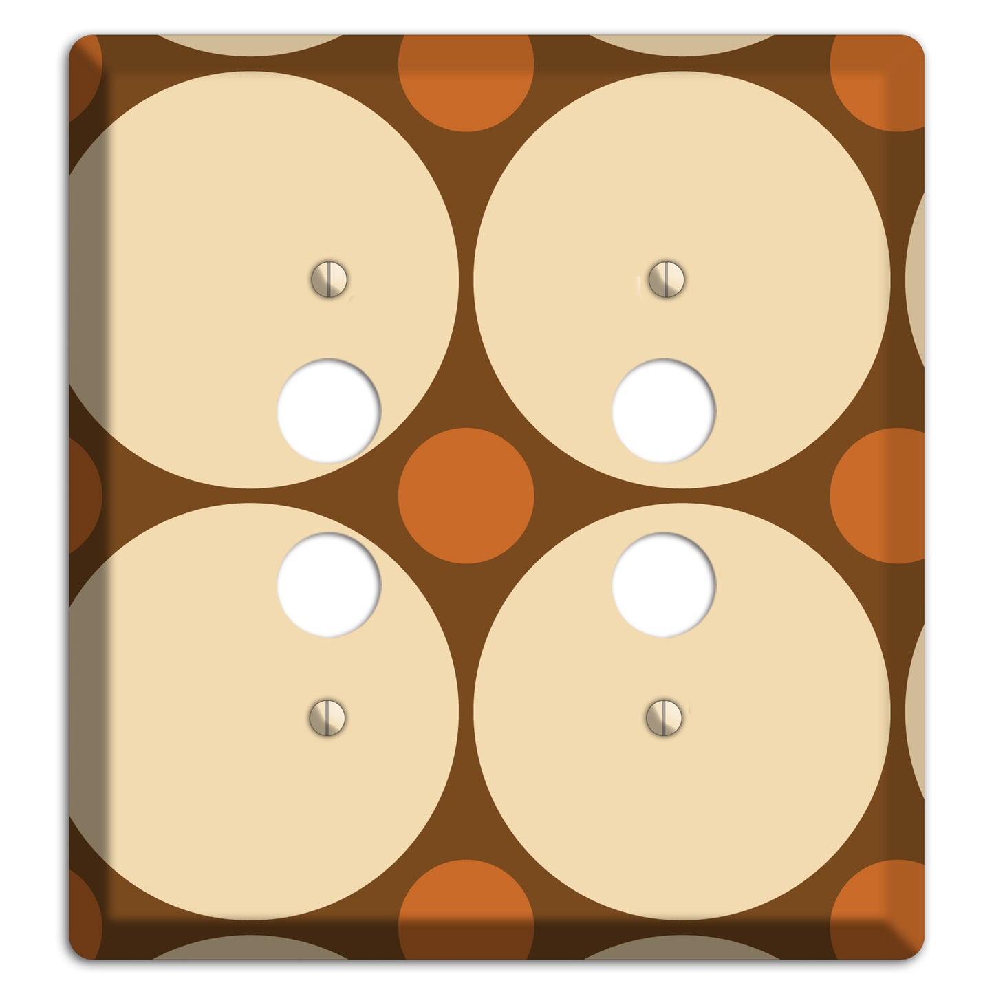 Brown with Beige and Umber Multi Tiled Large Dots 2 Pushbutton Wallplate