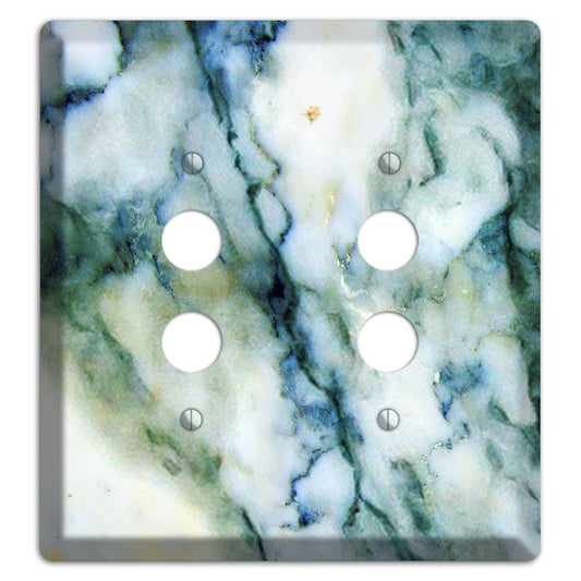 White, Green and Blue Marble 2 Pushbutton Wallplate
