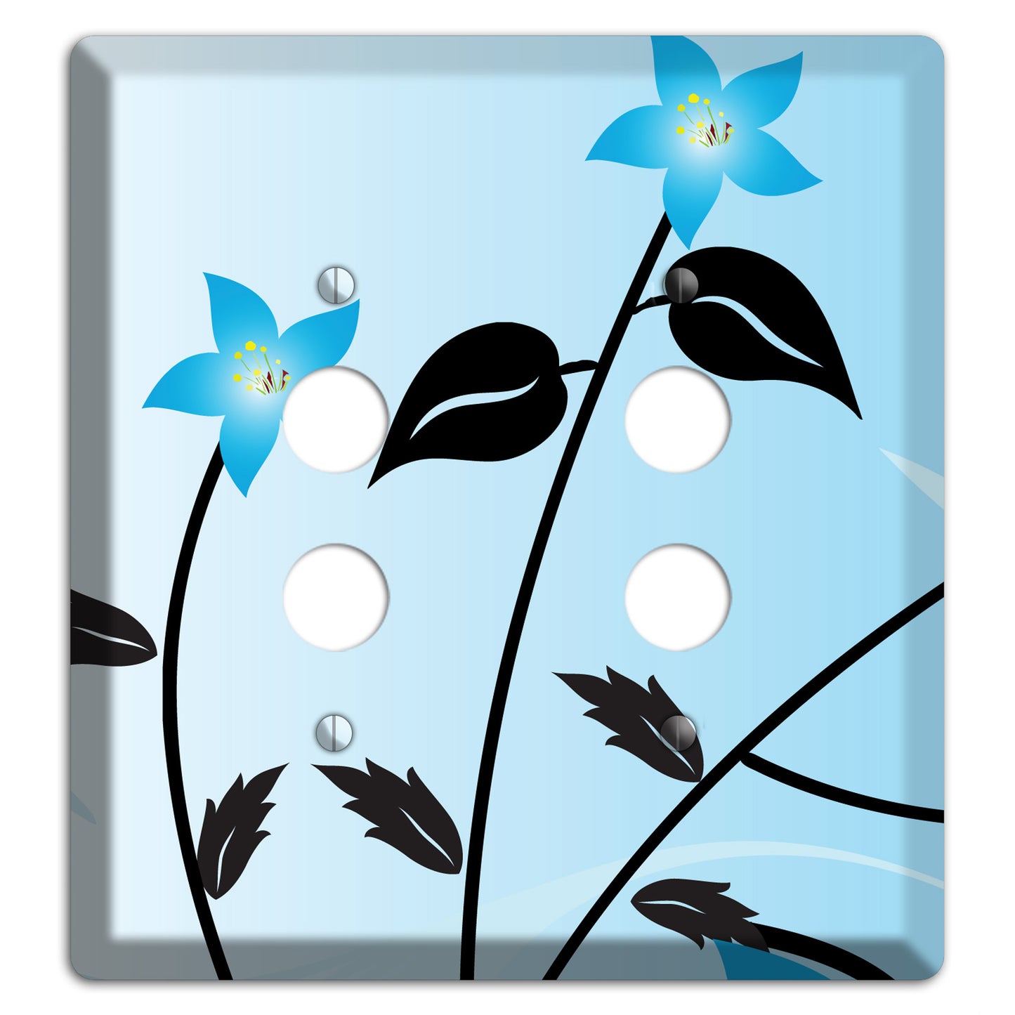 Blue Double Sprig 2 Pushbutton Wallplate
