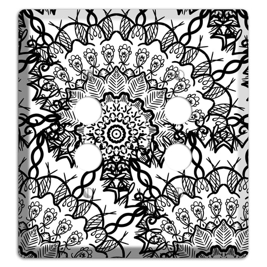 Mandala Black and White Style P Cover Plates 2 Pushbutton Wallplate
