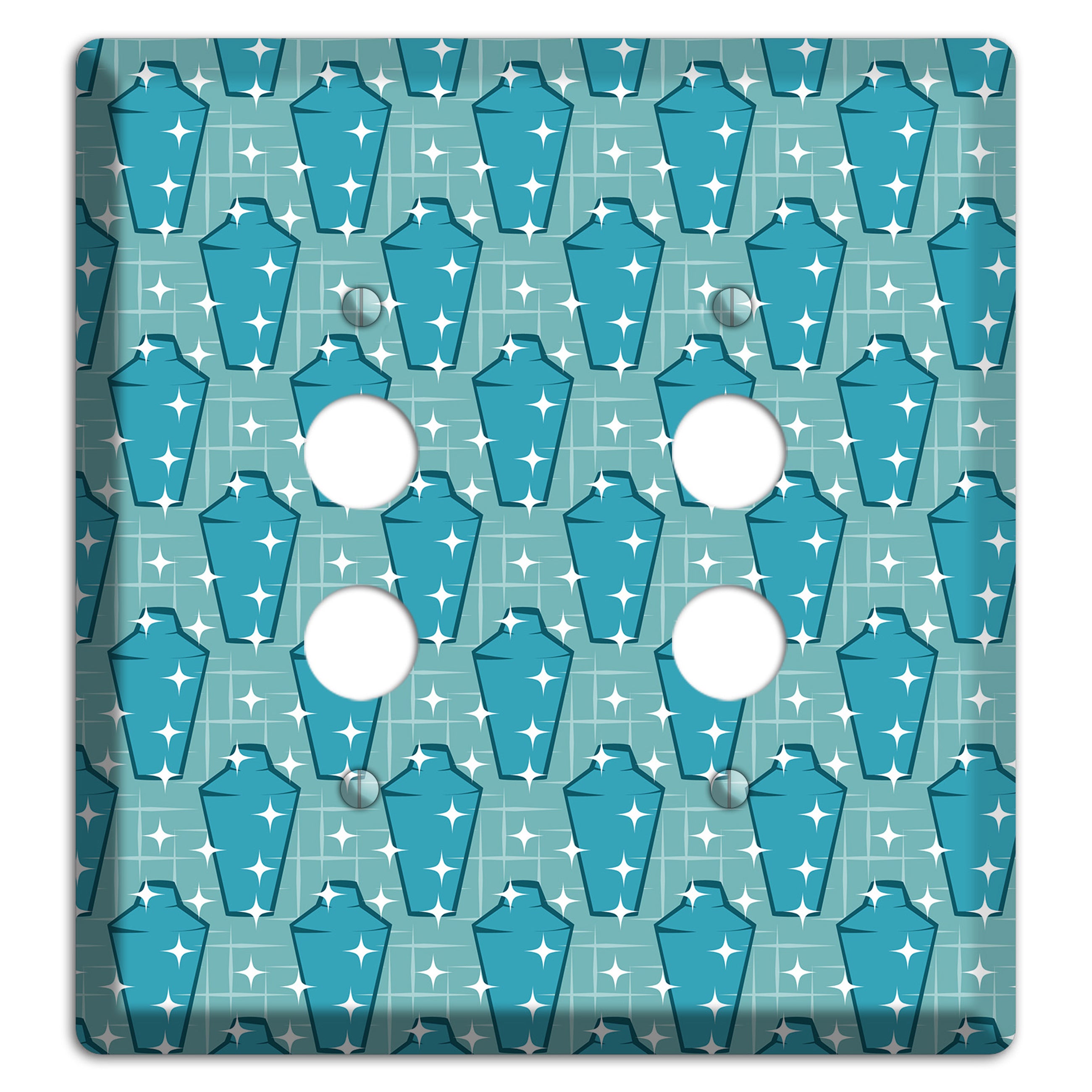 Retro Cocktail Shakers 2 Pushbutton Wallplate