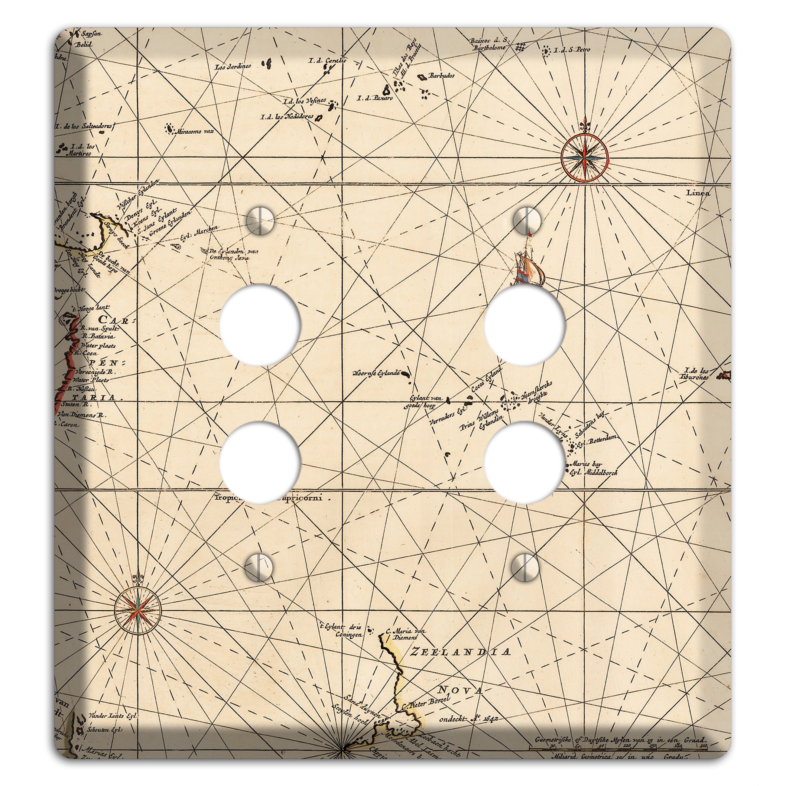 Map of New Zealand 2 Pushbutton Wallplate