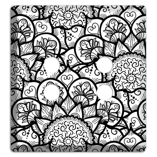 Mandala Black and White Style N Cover Plates 2 Pushbutton Wallplate