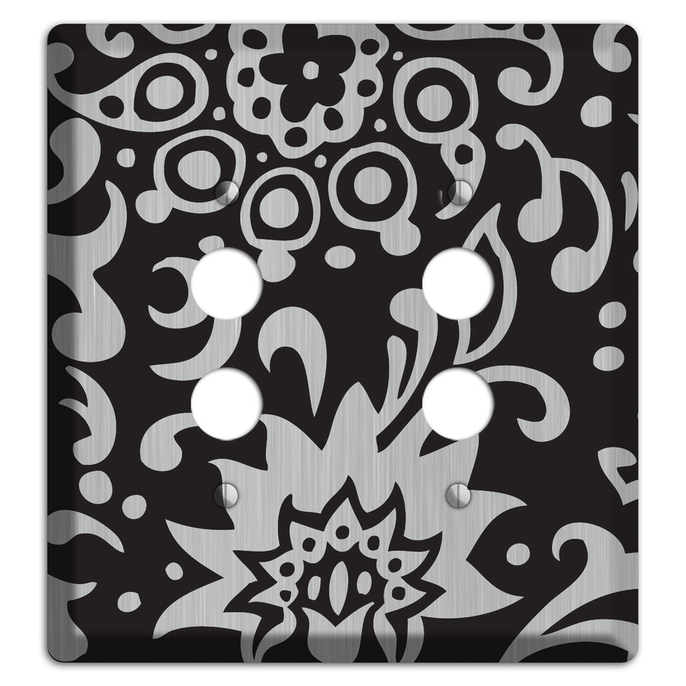 Black Boteh Stainless Steel 2 Pushbutton Wallplate
