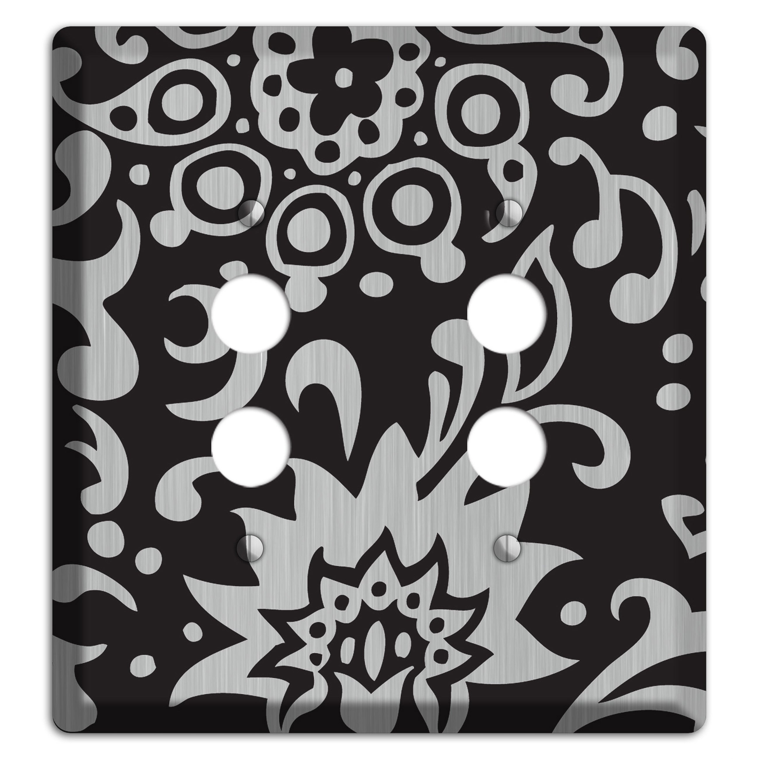 Black Boteh  Stainless 2 Pushbutton Wallplate
