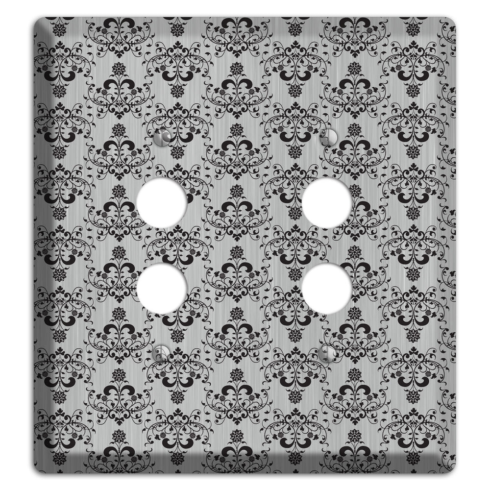 Black Cartouche Half Drop Stainless Steel 2 Pushbutton Wallplate
