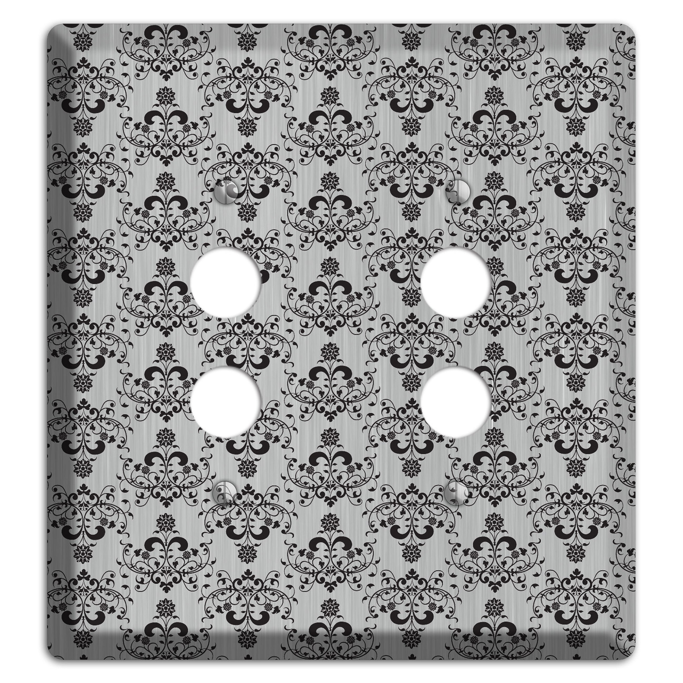 Black Cartouche Half Drop  Stainless 2 Pushbutton Wallplate