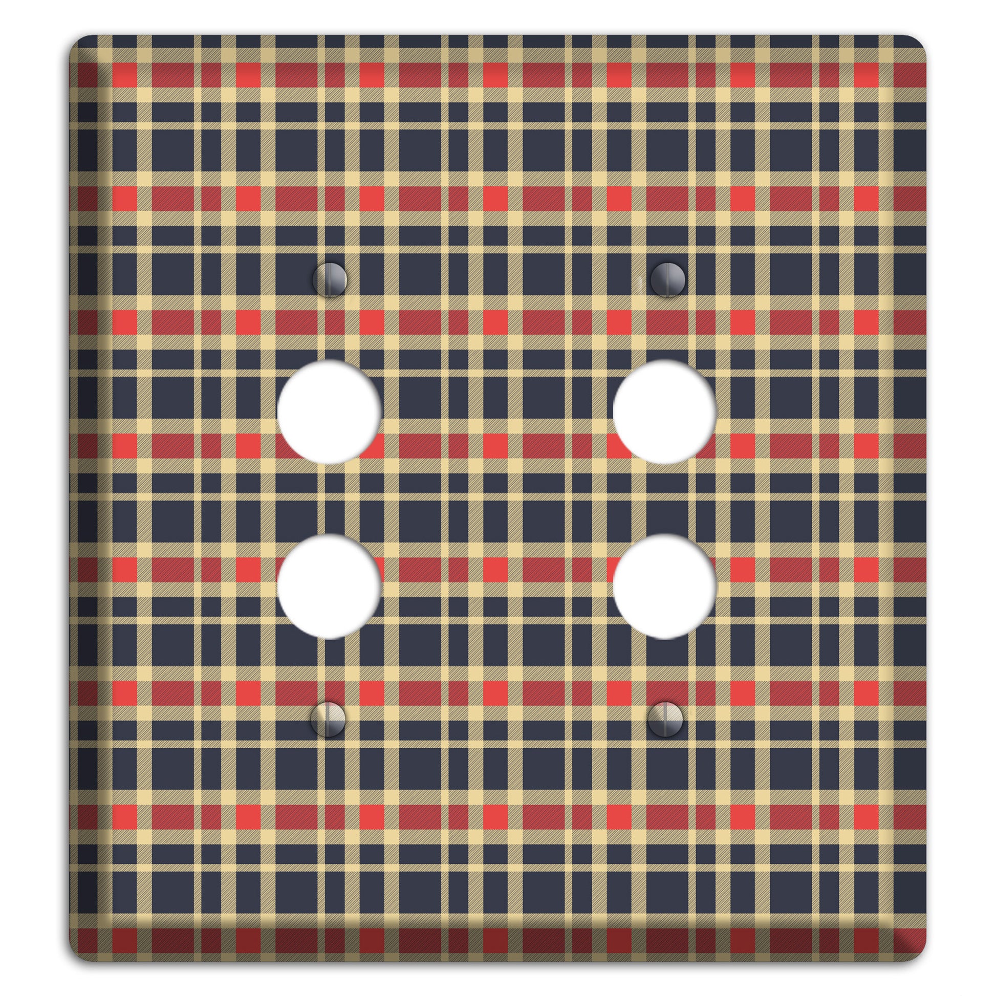 Maroon and Black Plaid 2 2 Pushbutton Wallplate