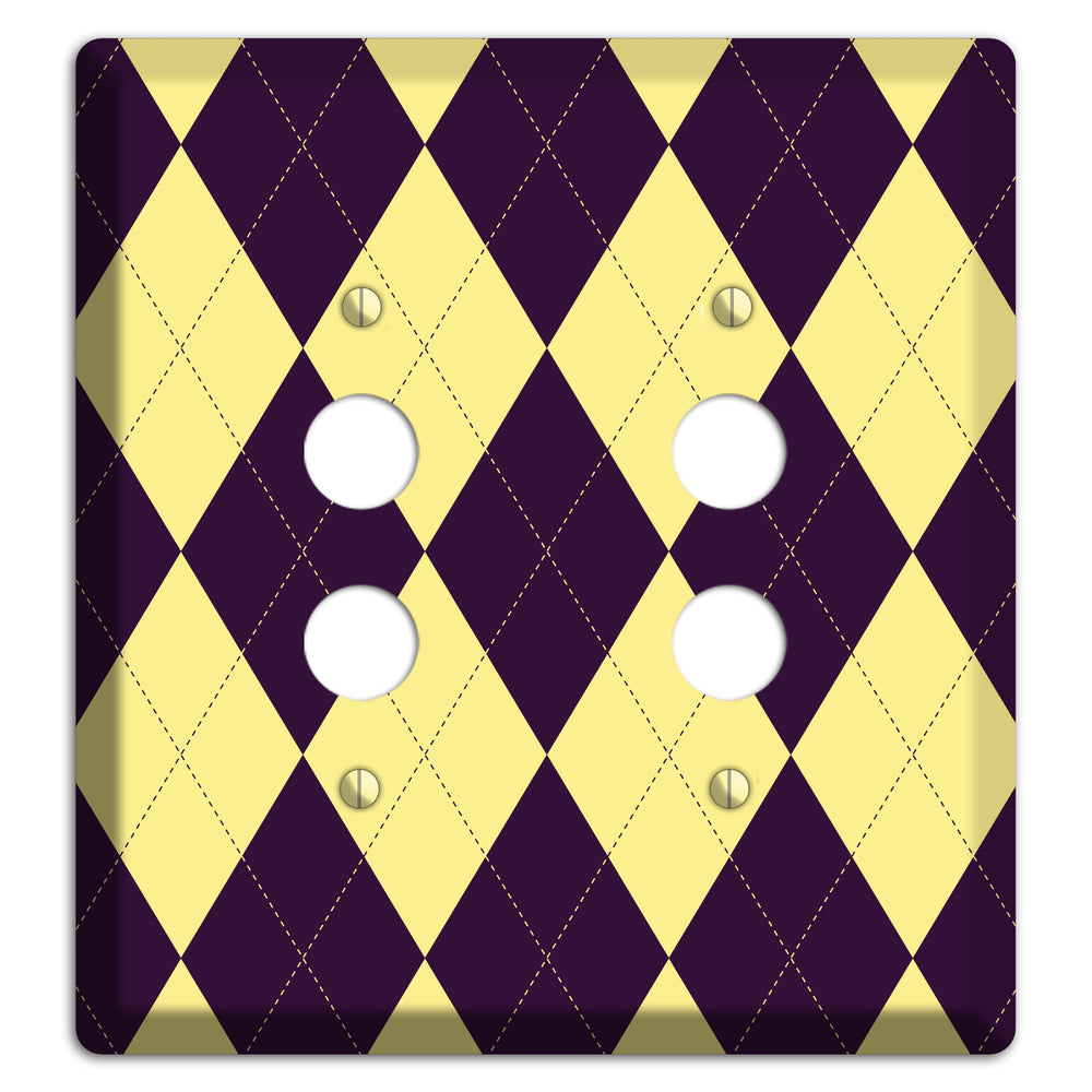 Yellow and Black Argyle 2 Pushbutton Wallplate