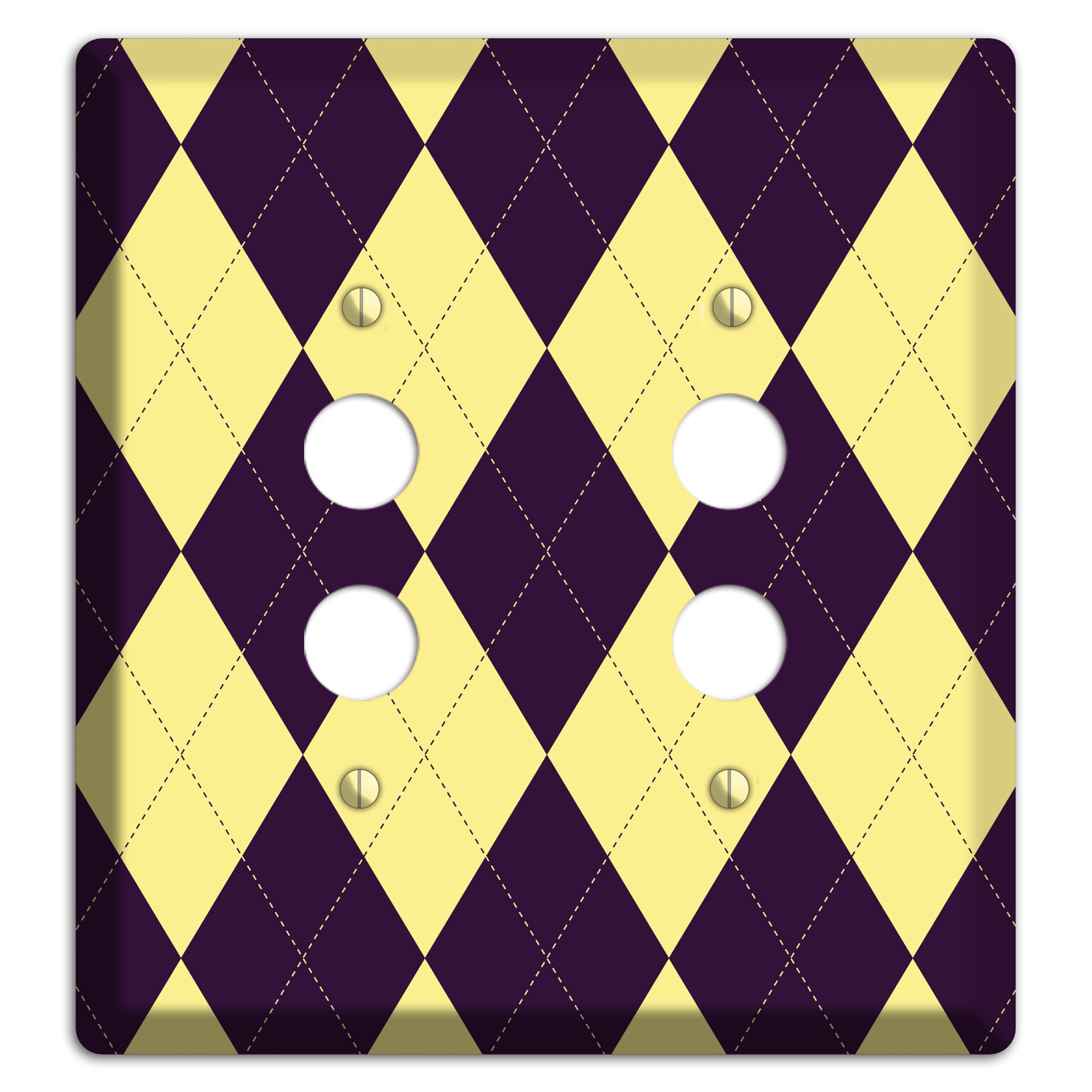 Yellow and Black Argyle 2 Pushbutton Wallplate
