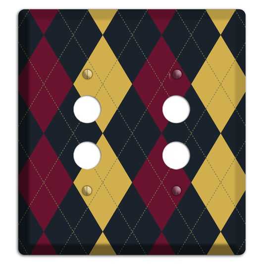 Deep Red and Yellow Argyle 2 Pushbutton Wallplate