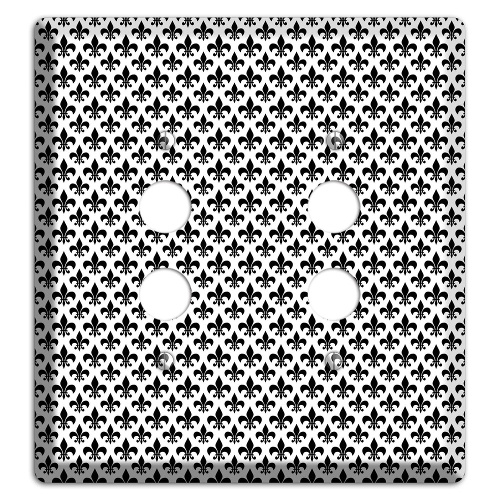 Black and White Fleur de lis 2 Pushbutton Wallplate