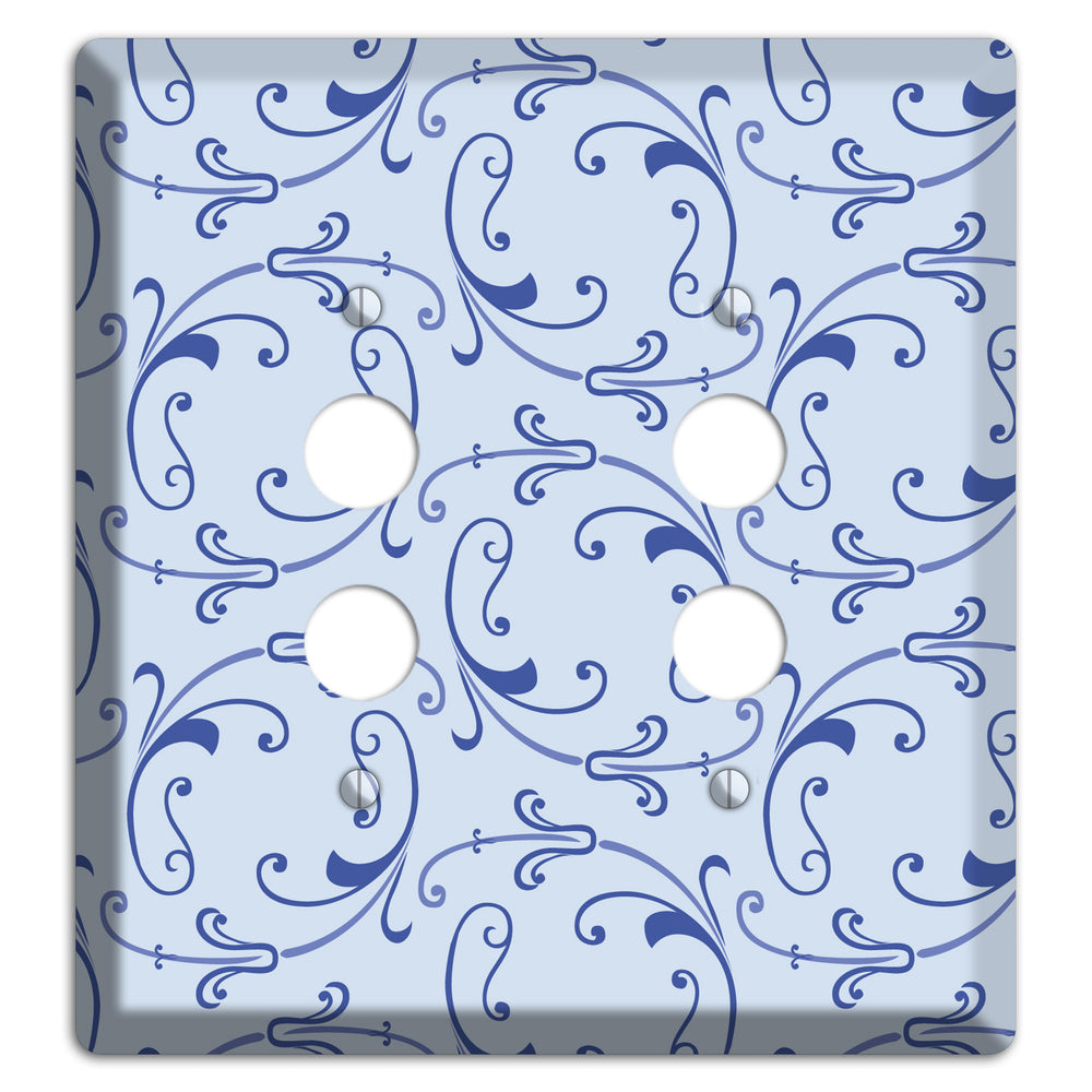 Light Blue Victorian Sprig 2 Pushbutton Wallplate