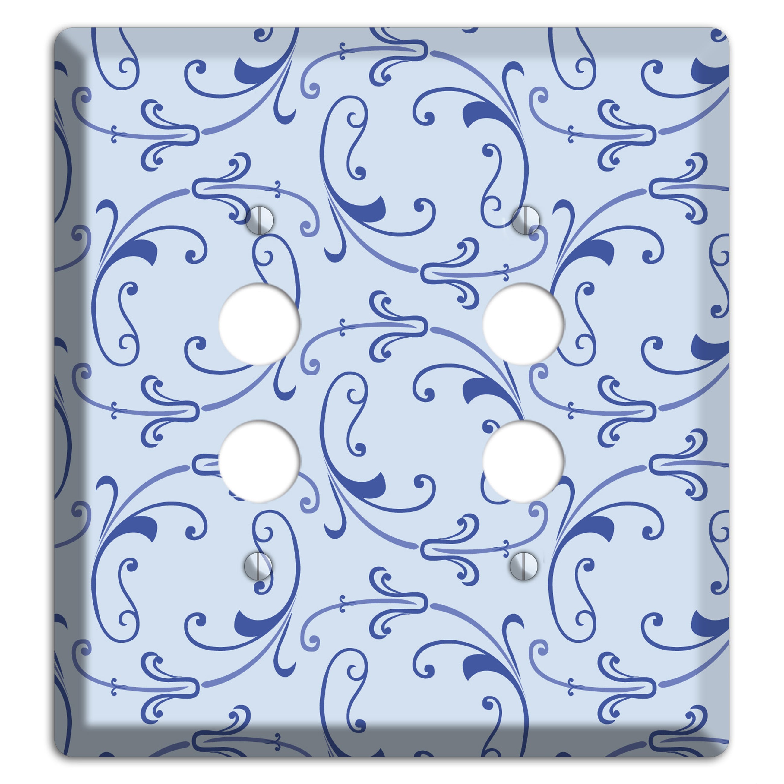 Light Blue Victorian Sprig 2 Pushbutton Wallplate