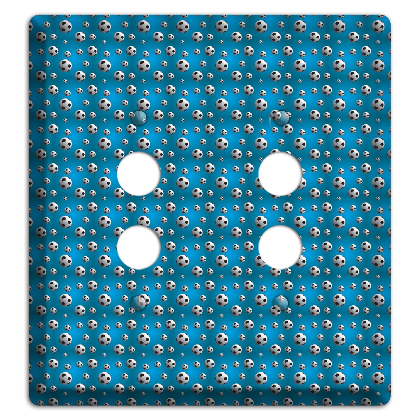 Blue with Soccer Balls 2 Pushbutton Wallplate