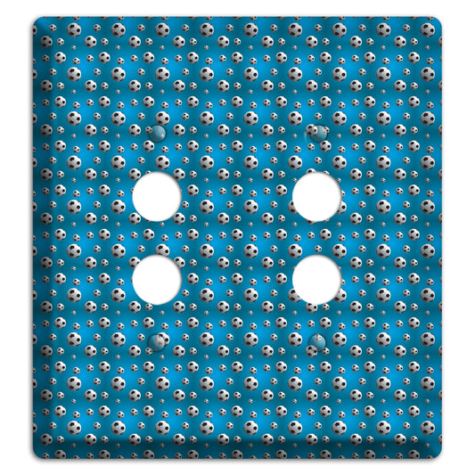 Blue with Soccer Balls 2 Pushbutton Wallplate
