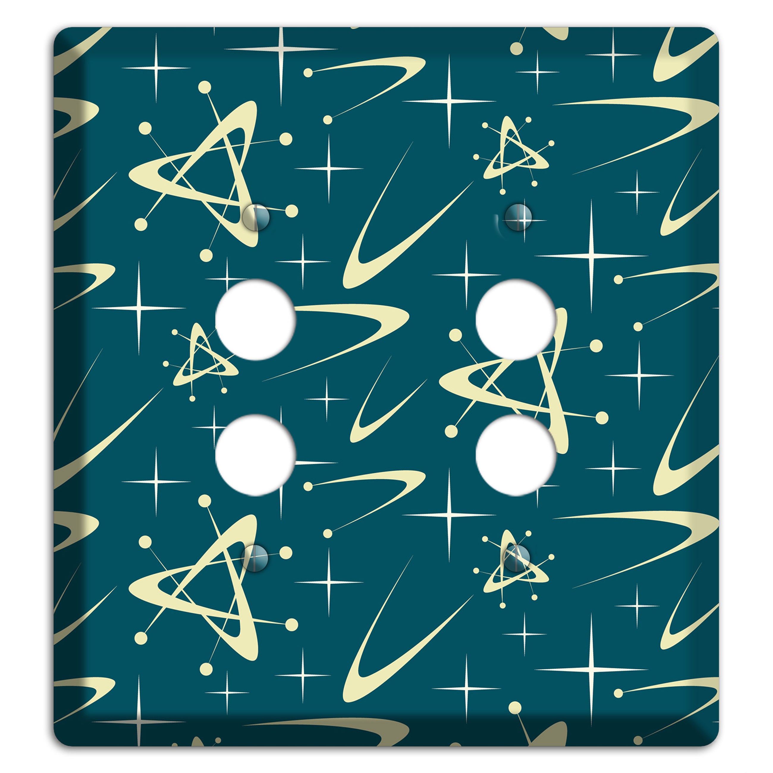 Teal and Yellow Atomic 2 Pushbutton Wallplate