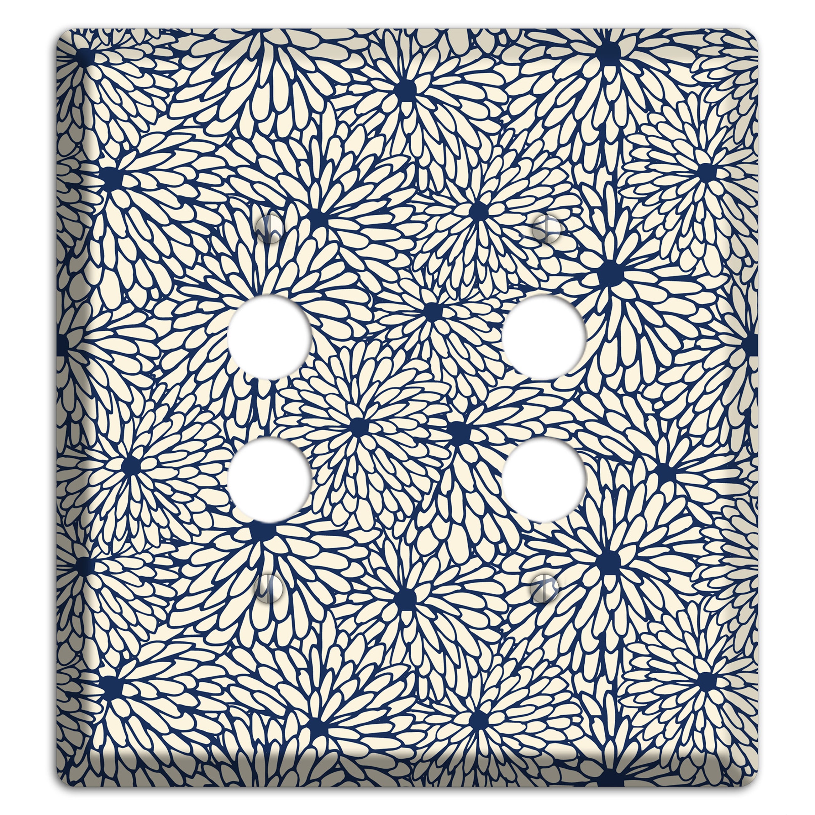 Beige Floral Burst 2 Pushbutton Wallplate