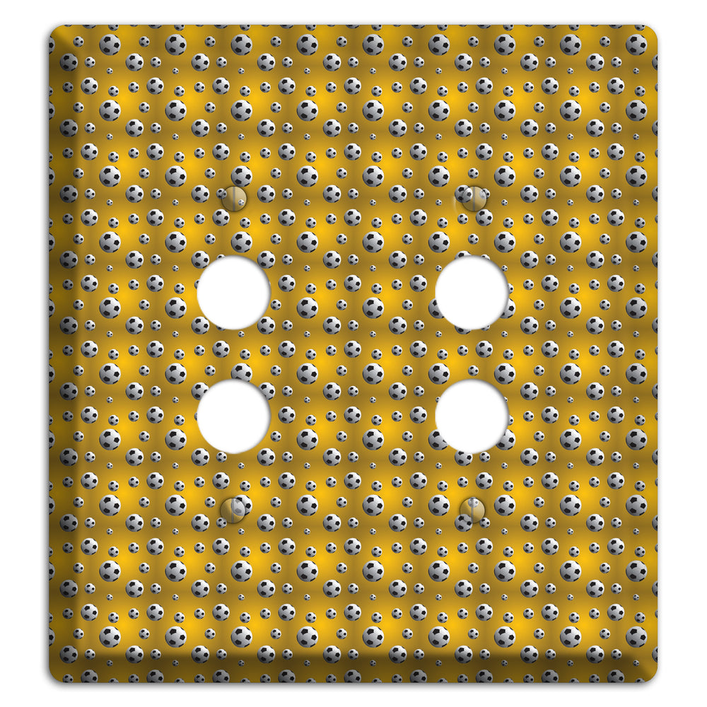 Yellow with Soccer Balls 2 Pushbutton Wallplate