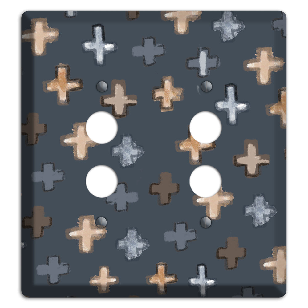 Navy Plus Signs 2 Pushbutton Wallplate