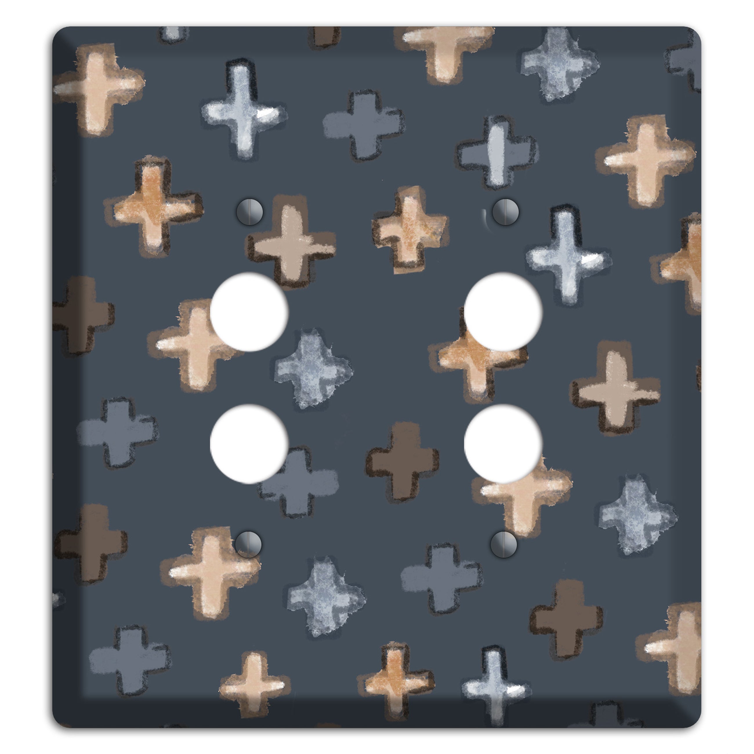 Navy Plus Signs 2 Pushbutton Wallplate